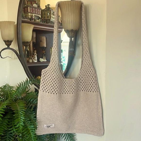 OGX Handbags - Brand New OGX Knit Sack Shoulder Bag Neutral Tan Woven Beach Tote